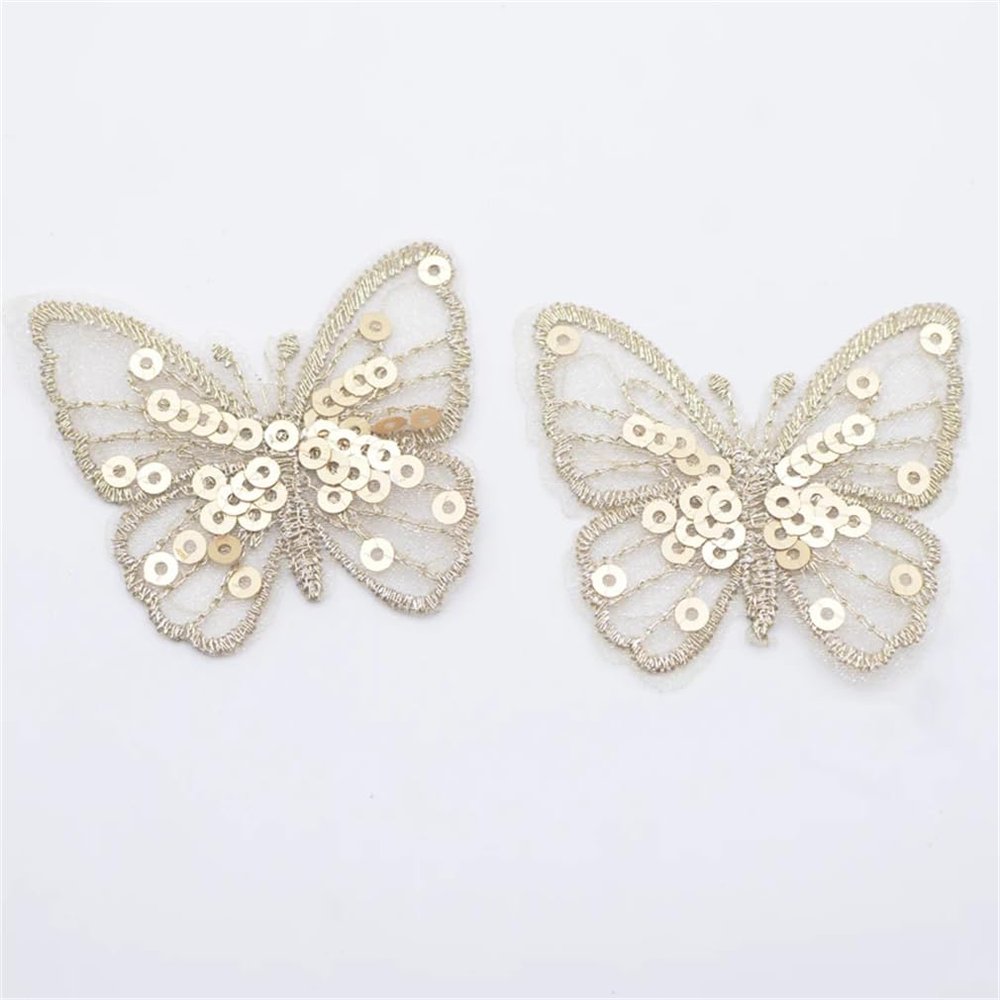 10Pcs 50 * 45Mm Sequins Embroidered Mesh Butterfly Patches for DIY Clothes Hat Shoes Patches Accessory Headwear Hair Clips Decor
