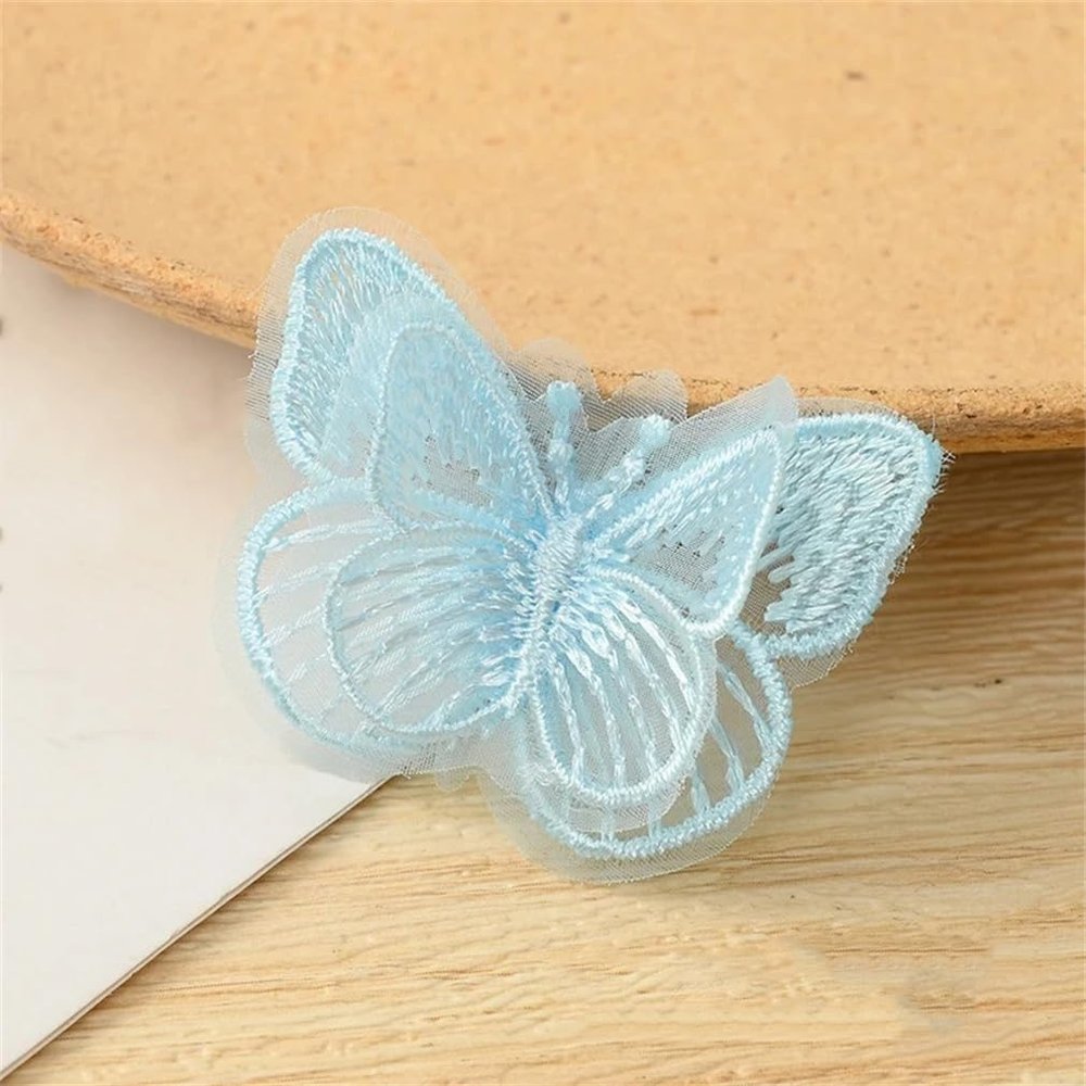 10Pcs 5 * 4Cm Mesh Lace Butterfly Patches Appliques for Clothes Sewing Supplies DIY Hair Clip Accessories