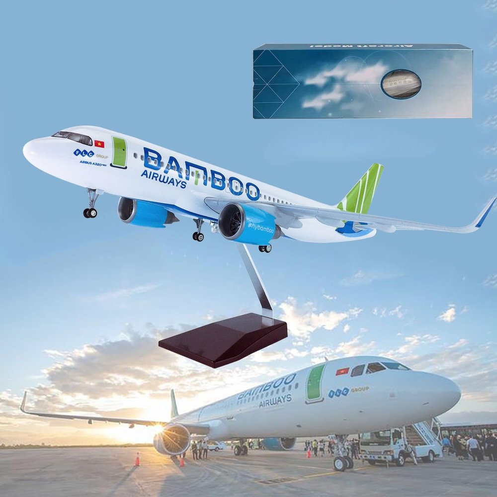 18.5 1:79 Scale Model Airplane Vietnam A320neo Aircraft Model Model Jet Plane Collectibles Resin with Wheels Diecast Plane Mode for Collection(A320neo)