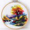 Cross Stitch Kits Counted Kit Cross-Stitching Pattern for Home Decor, 11CT Pre-Printed Fabric Embroidery Crafts Needlepoint Kit Canvas 13.7 x13.7 inches (35x35cm)- Rainbows, Trees, Scenery (T) 1 view 1