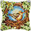 A Little Bird in Nest Latch Hook Kits Pillow DIY Crochet Yarn Printed Pillowcase Cross Stitch Hook and Latch Kit Cushion Cover Christmas Home Sofa Decoration 43x43cm view 1