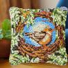 A Little Bird in Nest Latch Hook Kits Pillow DIY Crochet Yarn Printed Pillowcase Cross Stitch Hook and Latch Kit Cushion Cover Christmas Home Sofa Decoration 43x43cm view 2