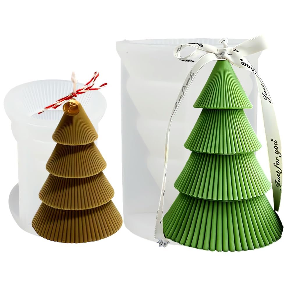 2 Pack Christmas Tree Silicone Mold, Geometric Tree Mold for Soap Soy Wax DIY Handcraft, Simplicity Origami Orb Resin Mold Gift Wedding Party Home Dinner Festive Days Car Decoration
