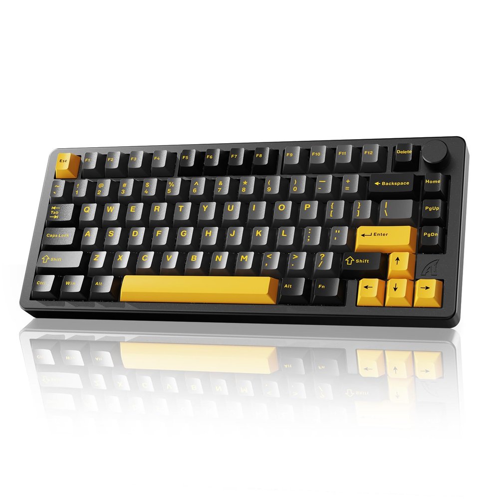 ATTACK SHARK X86 75% Wireless Mechanical Keyboard - CNC Aluminum, Gasket Mount, Tri-Mode, Hot-Swappable, Matcha Linear Switches, RGB, 4000mAh, 5-Layer Dampening, Volume Knob (Star Black)