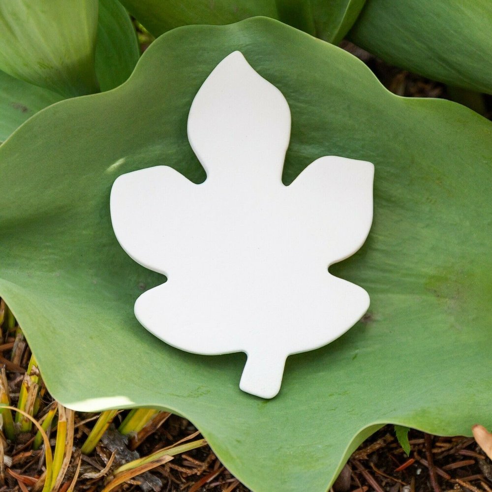 Flat Autumn Leaf Tile 4.5" Ceramic Bisque Ready to Paint Pottery Leaves