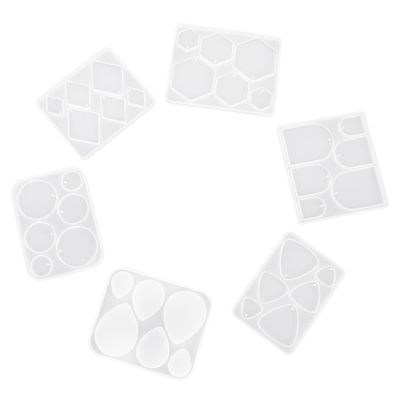 HOODANCOS 6pcs Silicone Epoxy Keychain Mold for DIY Jewelry Making Flexible and Durable Silicone Pendant Molds for Charms Earring and Necklace Craft Supplies