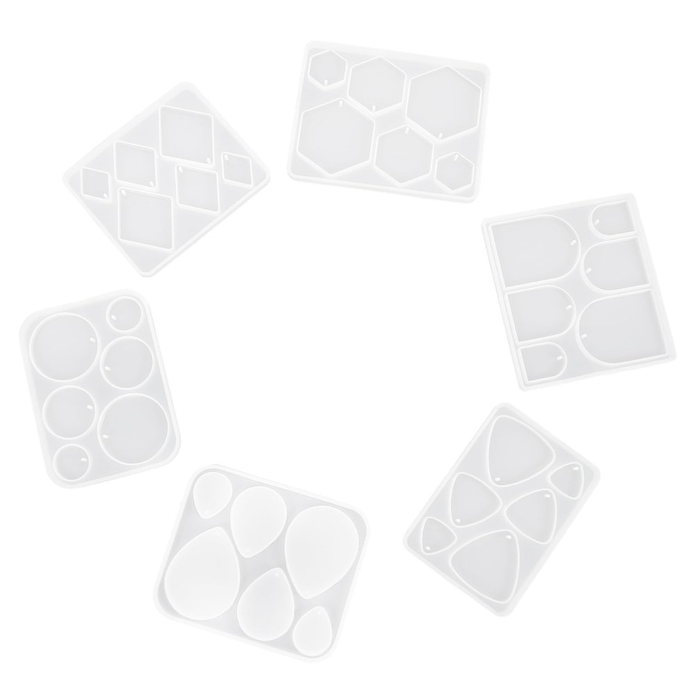 HOODANCOS 6pcs Silicone Epoxy Keychain Mold for DIY Jewelry Making Flexible and Durable Silicone Pendant Molds for Charms Earring and Necklace Craft Supplies