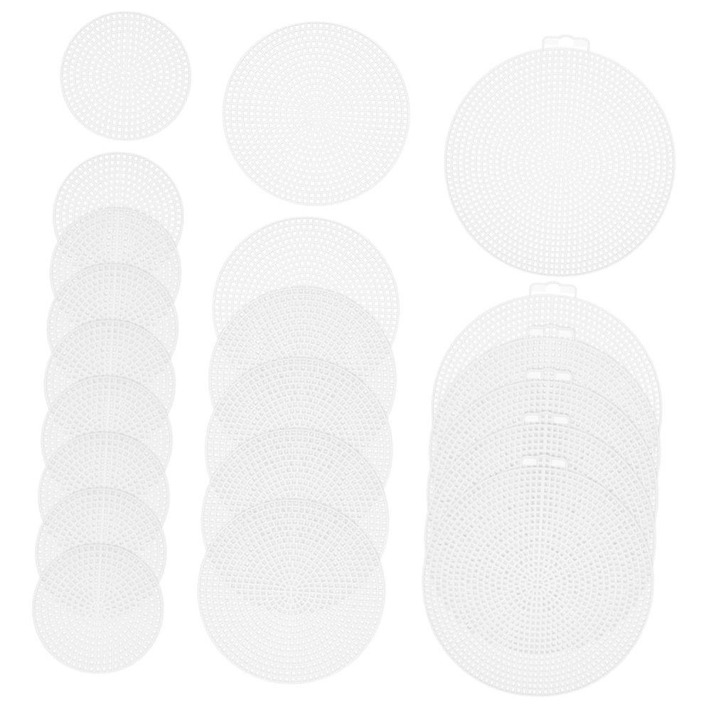 KONTONTY 30pcs Plastic Canvas Shapes Round Woven Placemats Mesh for Embroidery Eye Mesh for Embroidery Multi-Function Plastic Sheets