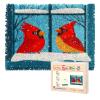 Cardinal Bird Window Snow Latch Hook Rug Kit for Adults Pre-Printed Handmade Carpet Crochet Yarn Craft DIY Hook and Latch Door Mat Tapestry Home Floor Decoration 52x38cm(2) view 1