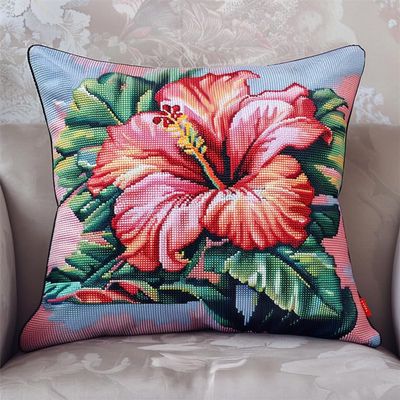 Walluminati Stamped Embroidery Pillowcases, Flowers Cross Stitch Cushion Cover Embroidery Kit Pillow Cases 11CT Cross Stitch Pillow Cover Kit for Adults Beginners 18x18inch