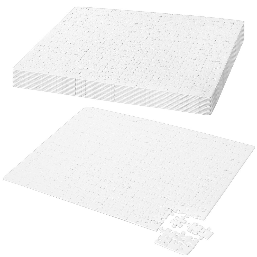 MOUYAT 15 Sheets 4500 Pieces Sublimation Blank Puzzle Jigsaw Puzzles, White DIY Heat Press Blank Puzzle for Sublimation, Weeding Invite, Decorating, Crafts Projects