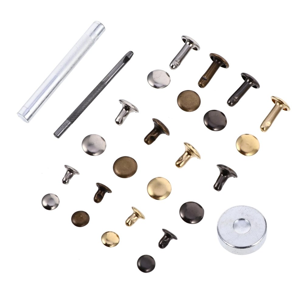 Hohopeti 480Pcs Leather Rivet Kit Double Cap Copper Rivets for DIY Leather Craft Fashion Accessories and Clothing Repair