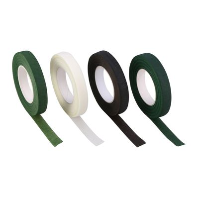KONTONTY 4rolls Floral Tape Wide Green Floral Adhesive for Bouquet Stem Wrapping Gift Decoration and Craft Projects Deep Green White