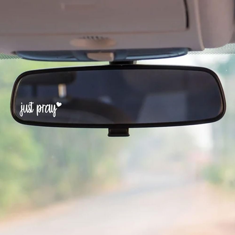 Just Pray Car Mirror Decal, Pray Decal, Encouraging Quotes, Positive Stickers,I Love You Drive Safe Mirror Decal,Rearview Mirror Car Decals For Women,Christmas Gift (Pray Decal)