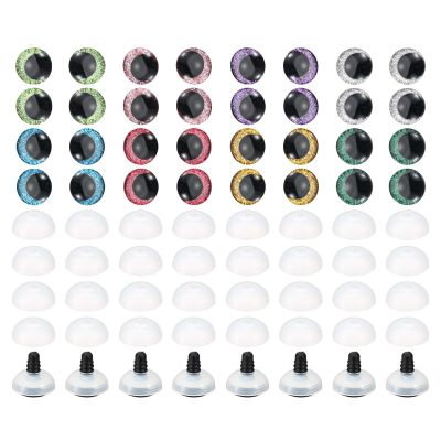 PATIKIL 14mm Flash Safety Eyes, 64 Set Doll Eyes with Washers Soft Buttons Realistic Colorful Crocheting Safety Eyes for Decor Crochet Accessories Dolls Craft, 8 Colors