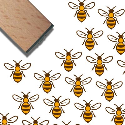 CRASPIRE 0.6 Inch Mini Bee Rubber Stamp Wood Stamps Small Square Bumble bee Pattern Rubber Stamps for Card Making DIY Art Crafts Scrapbooking Journal Letter Planner Decorative Albums Envelope Photo