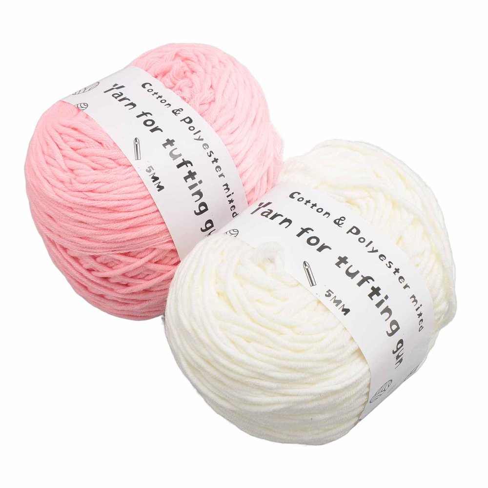 Weaving Yarn, 2 Rolls, 0.2in Wide Elastic Cotton Rug Knitting Yarn, Suitable for Carpet Tufting Machine