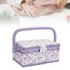 Sewing Tool Basket Portable Needlework Organizer with Removable Tray for Thread Scissors Spool Buttons view 3