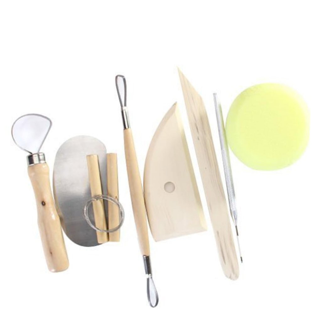 LALAFINA 8pcs Pottery Tool Set Wood Metal Clay Sculpting Carving Tools for Modeling Shaping