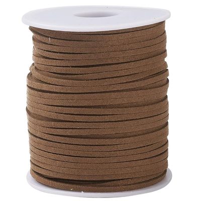 CABODYALS 50 Yards Brown Faux Suede Leather Rope String Suede Cord 2.5mm Coffee Flat Korean Braiding String Rope with Roll Spool for Jewelry Making Necklace Bracelet Crafts Beading Diy Crafts Supplies