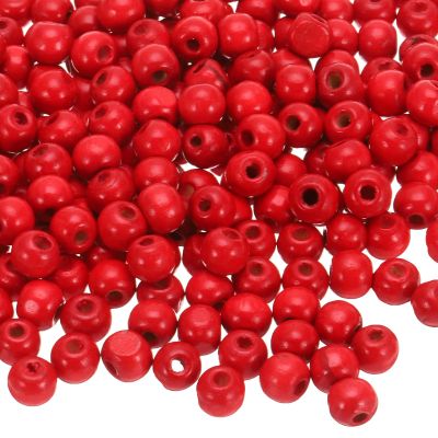 uxcell 600 Pcs Large Hole Wooden Beads Hair Braid Beads, Unfinished Natural Barrel Wood Spacer Beads for Crafts Hair DIY Macrame Jewelry Making, Red (10 x 9mm, 4mm Hole)