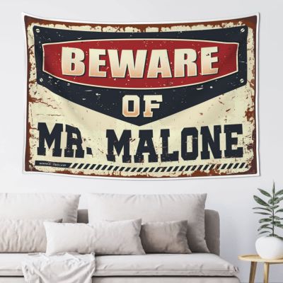 KSXS Tapestries Beware of Mr. Malone Tapestry Vintage Bar Decor Funny Outdoor Decor(100X150CM)
