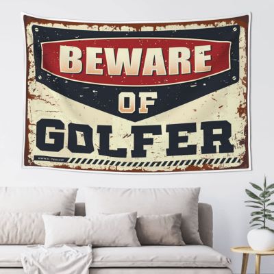 KSXS Funny Home Decor Beware of Golfer Tapestry Man Cave Bar Wall Decorations(75X100CM)