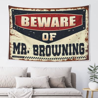 KSXS Tapestries Beware of Mr. Browning Tapestry Vintage Bar Decor Funny Outdoor Decor(100X150CM)