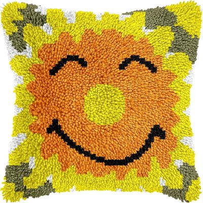 Latch Hook Pillow Kits Pillow Cover Pattern Printed Canvas Crochet Cross Stich Hooking Pillowcase Cushion Crafts Embroidery Latch Hooking Crochet Kits Set 17x17 inch(71)