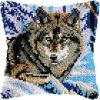 Wolf in Snow Latch Hook Pillow Kits Pillow Cover Pattern Printed Canvas Crochet Cross Stich Hooking Pillowcase Cushion Crafts Embroidery Latch Hooking Crochet Kits Set 17x17 inch(100) view 1