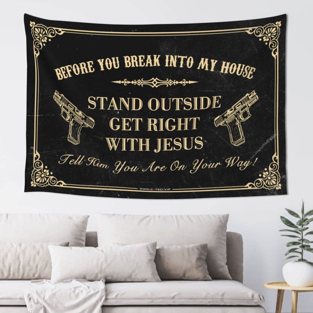 KSXS Funny Kitchen Decor Before You Break Into My House Tapestry Wall Decor for Bedroom Aesthetic Man Cave Rules(75X92CM)