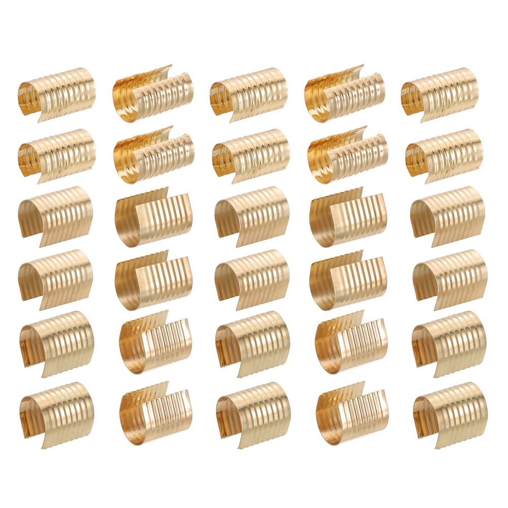 PATIKIL 3 Size Leather Rope Clip, 120Pcs Metal Cylindrical Crimp Tubes Foldable End Cap Opening Crimps Fastener for Jewelry Making Tassel Leather Cords DIY Craft, Light Gold