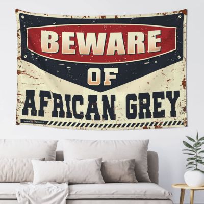 KSXS Funny Kitchen Decor Beware of African Grey Tapestry Wall Decor for Bedroom Aesthetic Man Cave Rules(75X100CM)