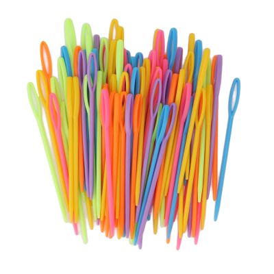 Phefop Plastic Sewing Needles, Large Eye Plastic Needles Material Practical for Knitting for Sewing for Practice