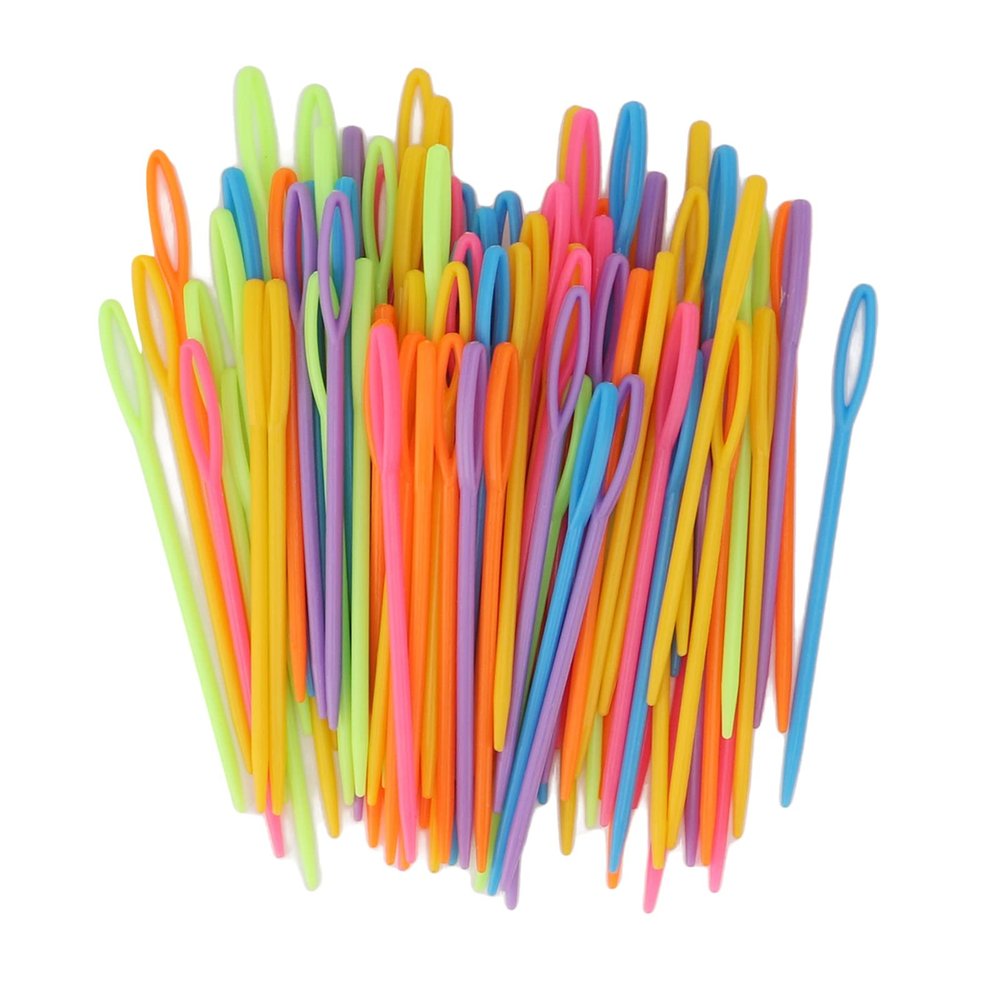 Phefop Plastic Sewing Needles, Large Eye Plastic Needles Material Practical for Knitting for Sewing for Practice
