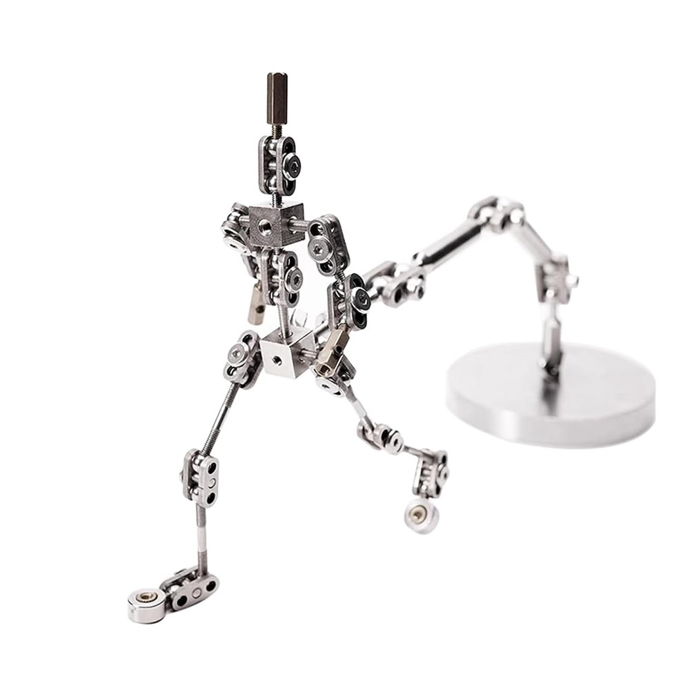 DIY Stop Motion Animation Armature Kit, Metal Puppet with 12-18cm Fixing Bracket, Full Metal Character Skeleton for Stop Motion, Animation Rig with Smooth Movement and Realistic Joint Action(15cm)