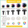 PH PandaHall 60 Sets Glitter Safety Eyes 5 Sizes 3D Rainbow Craft Eyes Amigurumi Eyes Crochet Stuffed Eyes with Washers for DIY Crafts Crochet Stuffed Animals Puppets Making 12/14/16/18/20 mm view 2