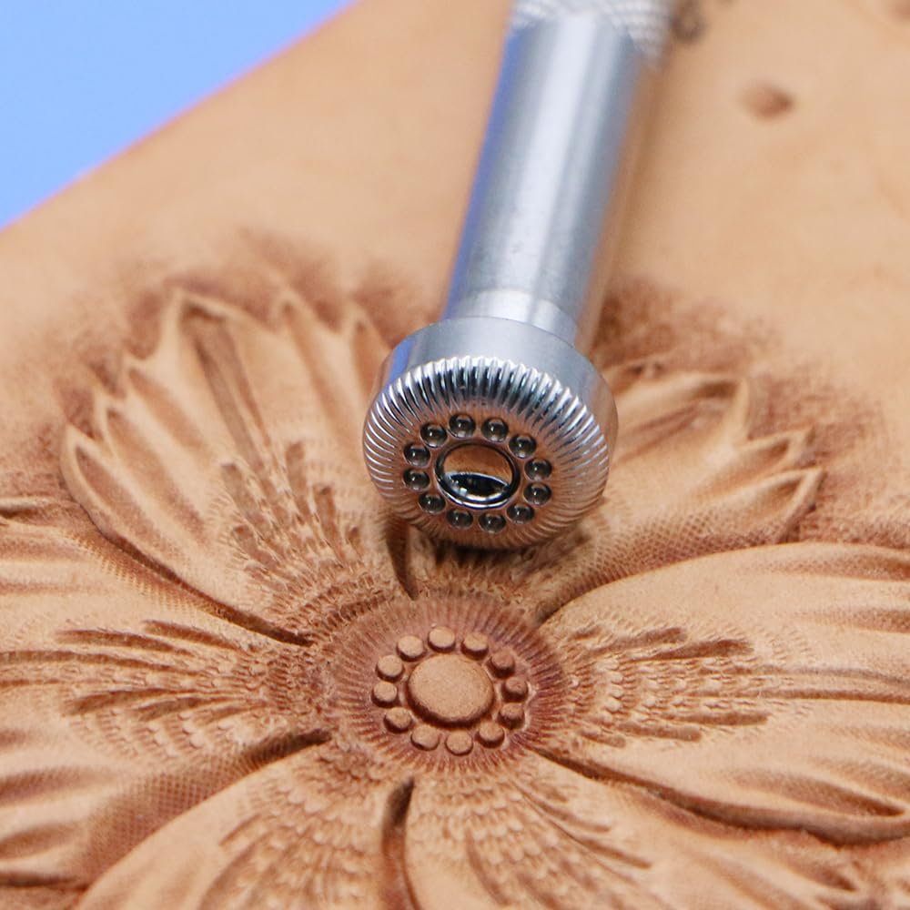 Leather Stamp Tools Stamping Working leathercraft Carving Leather Craft Working:12 Seed and Edge Radiation Ring J088 (J088-3)
