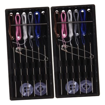 CORHAD 2sets Portable Sewing Kit Travel Sewing Kit Thread Embroidery Needles Needle Threader DIY Supplies Compact