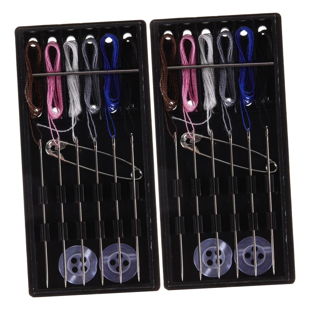 CORHAD 2sets Portable Sewing Kit Travel Sewing Kit Thread Embroidery Needles Needle Threader DIY Supplies Compact