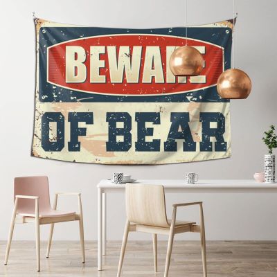 KSXS Tapestries for Bedroom Beware of Bear Tapestry Bedroom Door Decor Astethic Stuff for Room(100X150CM)
