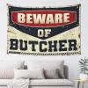 KSXS Aesthetic Tapestry Beware of Butcher Tapestry Garage Decor for Men Funny House Decor(75X100CM) view 1