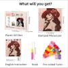 3D Tuextured Beauty Hat Woman DIY Latch Hook Pillow Kits for Adults Printed Pillowcase Crochet Yarns Hooking Handmade Pillow Cover Cushion for Home Sofa Decoration 17x17inch view 2