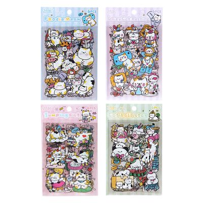 48 Sheets Transparent Kawaii Cat Dog Stickers, Cartoon Animal Decorative Scrapbook Stickers, Puppy PET Waterproof Decals Stickers, for DIY Arts Crafts Cards Wrap Journaling Supplies