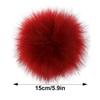Gumney Faux Fox Fur Balls, 5.9 Inch Fluffy Pom Pom Ball with Hidden Button for DIY Hats Key Chains Scarves Gloves Bags Clothing Accessories, Wine Red view 2