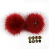 Gumney Faux Fox Fur Balls, 5.9 Inch Fluffy Pom Pom Ball with Hidden Button for DIY Hats Key Chains Scarves Gloves Bags Clothing Accessories, Wine Red view 3