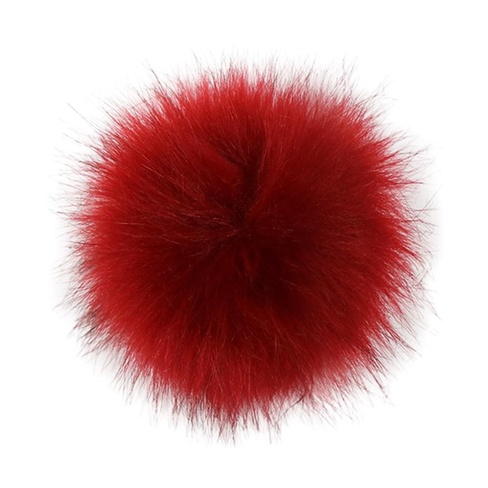 Gumney Faux Fox Fur Balls, 3.93 Inch Fluffy Pom Pom Ball with Hidden Button for DIY Hats Key Chains Scarves Gloves Bags Clothing Accessories, Wine Red