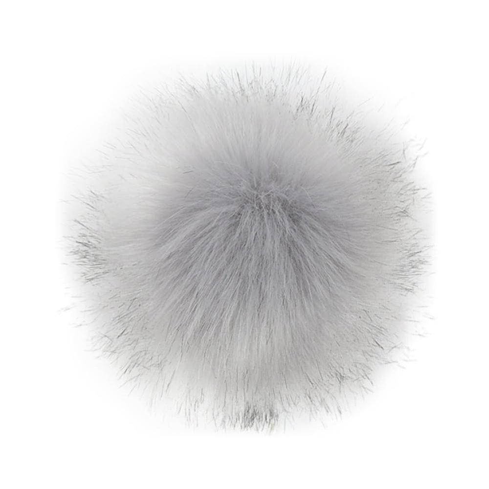 Gumney Faux Fox Fur Balls, 3.93 Inch Fluffy Pom Pom Ball with Hidden Button for DIY Hats Key Chains Scarves Gloves Bags Clothing Accessories, Light Gray