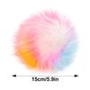 Gumney Faux Fox Fur Balls, 5.9 Inch Fluffy Pom Pom Ball with Hidden Button for DIY Hats Key Chains Scarves Gloves Bags Clothing Accessories, Colorful view 2