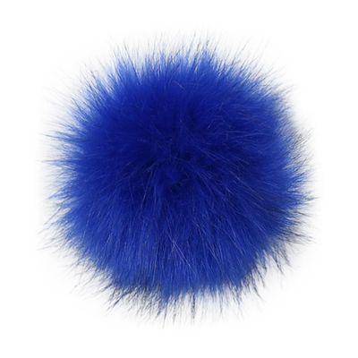 Gumney Faux Fox Fur Balls, 5.9 Inch Fluffy Pom Pom Ball with Hidden Button for DIY Hats Key Chains Scarves Gloves Bags Clothing Accessories, Royal Blue